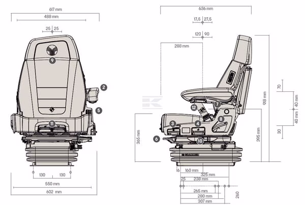 Asiento con suspensión neumática Maximo Evolution Dynamic Nuevo diseño, en tejido, Grammer 4 Asiento con suspensión neumática Maximo Evolution Dynamic Nuevo diseño, en tejido, Grammer