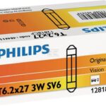 Bombilla Convencional tubular T6.2x27 12V 3W SV6 blanco Philips