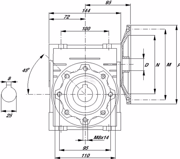 Reductor de tornillo I=50 3 Reductor de tornillo I=50