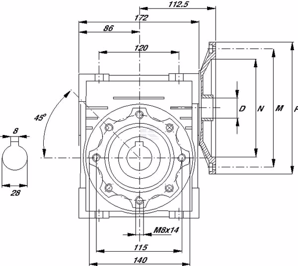 Reductor de tornillo I=60 3 Reductor de tornillo I=60