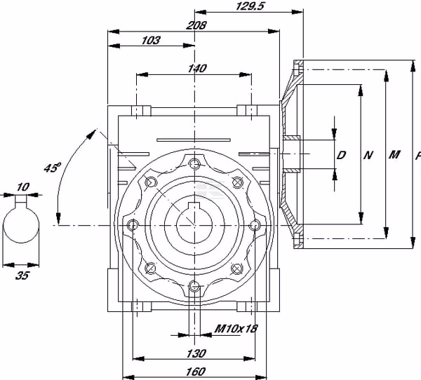 Reductor de tornillo I=7,5 3 Reductor de tornillo I=7,5