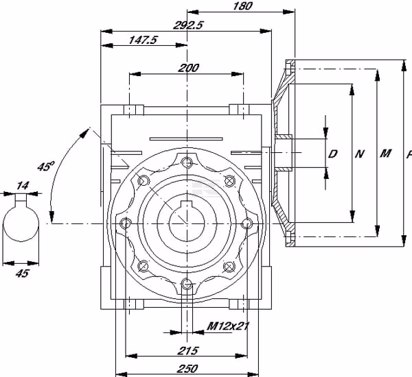 Reductor de tornillo I=10 3 Reductor de tornillo I=10