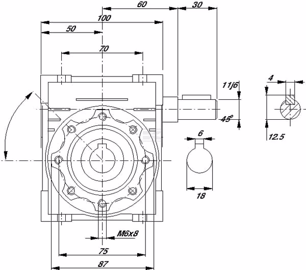 Reductor de tornillo I=80 4 Reductor de tornillo I=80