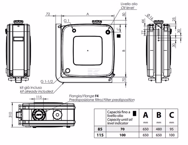 Depósito 85L 480x650 + kit de monosoporte