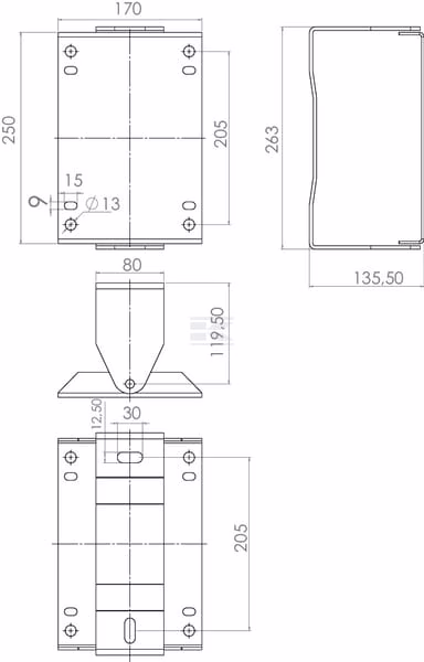 Soporte articulado de pared SS 3 Soporte articulado de pared SS