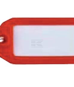 Llavero rojo con etiqueta