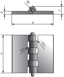 Bisagra para soldar 40x40x6x8 mm