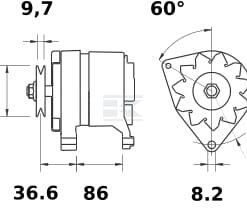 Alternador, 14V 55A