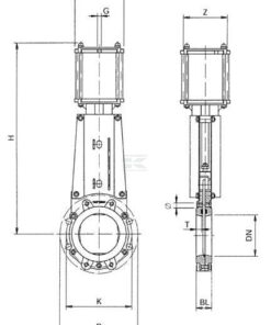 Válvula corredera neum. DN200