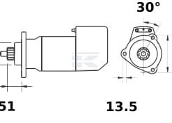 Motor de arranque, 24 V 5,4 kW, 11 dientes, Mahle