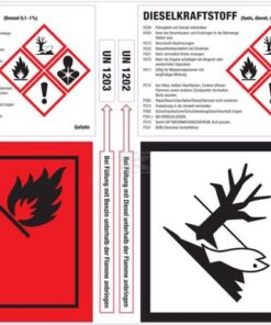 Etiquetas adhesivas para gasolina/diesel 25 hojas
