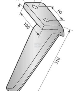Diente de rotavator lado dcho., longitud: 300 mm, válido para Maschio, Kramp