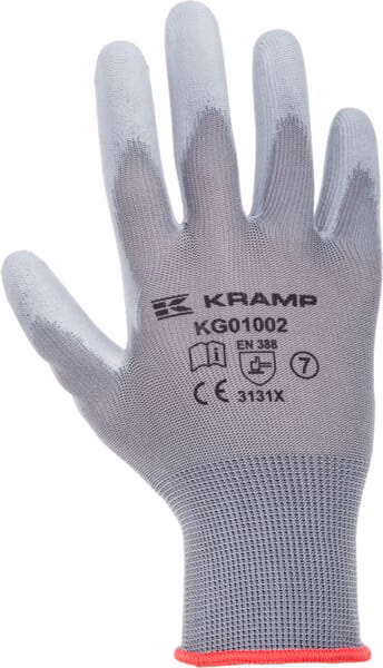 Guantes de trabajo 1.001 talla 8/M, paquete de 3, gris, Protect by Kramp 1 Guantes de trabajo 1.001 talla 8/M, paquete de 3, gris, Protect by Kramp