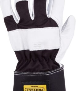 Guantes de trabajo, negro-blanco, cuero/sarga de algodón, talla 3XL, Protect de Kramp