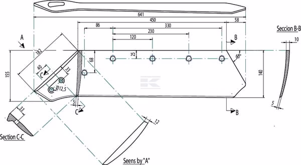 Reja con punta 18" D p/KV