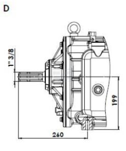 Bomba depresora con accionamiento directo, 18620 l/min, giro anti-horario, lubricación automática, con lastre, Ballast, B.P.