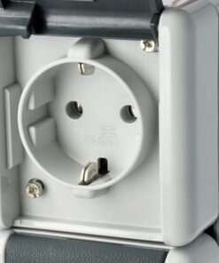 Base para enchufe uso doméstico, blanco, 230V con toma tierra 16A IP44 (1 ud.)