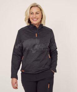 Camisa polar de mujer, 1/2 cremallera, color carbón, S