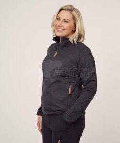 Camisa polar de mujer, 1/2 cremallera, color carbón, L 36 Camisa polar de mujer, 1/2 cremallera, color carbón, S