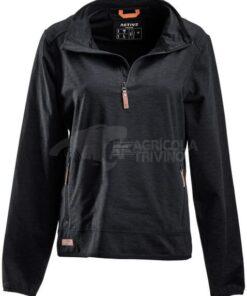 Camisa polar de mujer, 1/2 cremallera, color carbón, S