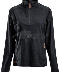 Camisa polar de mujer, 1/2 cremallera, color carbón, L 26 Camisa polar de mujer, 1/2 cremallera, color carbón, L