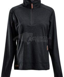 Camisa polar de mujer, 1/2 cremallera, color carbón, L 27 Camisa polar de mujer, 1/2 cremallera, color carbón, L