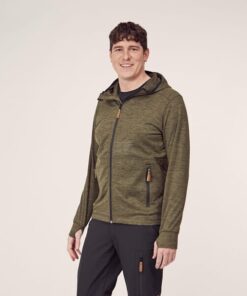 Forro polar de hombre con cremallera y capucha, color verde oliva, XL