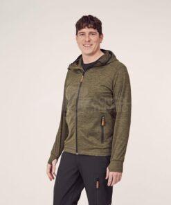 Forro polar de hombre con cremallera y capucha, color verde oliva, S