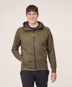 Forro polar de hombre con cremallera y capucha, color verde oliva, XL