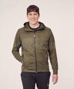 Forro polar de hombre con cremallera y capucha, color verde oliva, S