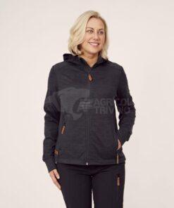 Cárdigan polar con cremaller y capucha de mujer, color carbón, 2XL