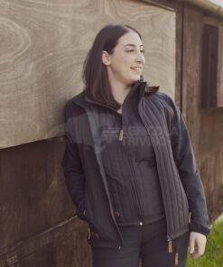 Chaqueta polar / híbrido de mujer, color carbón, 2XL
