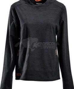 Camiseta polar de mujer, cuello cerrado, color carbón, S