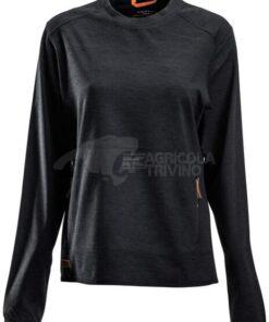 Camiseta polar de mujer, cuello cerrado, color carbón, M 15 Camiseta polar de mujer, cuello cerrado, color carbón, XS