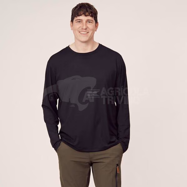 Camiseta de hombre de manga larga, color negro, 2XL 2 Camiseta de hombre de manga larga, color negro, 2XL