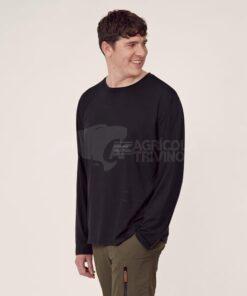 Camiseta de hombre de manga larga, color negro, L