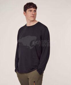Camiseta de hombre de manga larga, color negro, 3XL