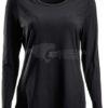 Camiseta de mujer de manga larga, color negro, S