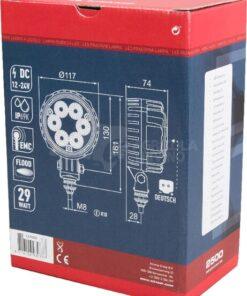 Luz de trabajo LED 29 W, 2500 lm, redonda, 10-30 V, Ø 117mm, enchufe Deutsch, proyector, 6 LED, Kramp