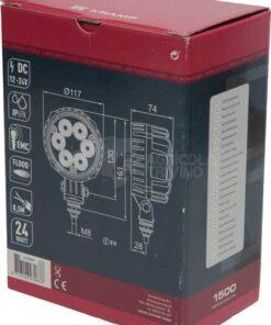 Luz de trabajo LED, 24 W, 1500 lm, redonda, 10-30 V, Ø117 mm, proyector, 6 LED, Kramp