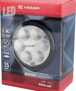 Luz de trabajo LED, 25 W, 2000 lm, redonda, 10-30 V, Ø 117 mm, proyector, 6 LED, Kramp