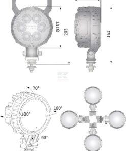 Luz de trabajo LED 29 W, 2500 lm, redonda, 10-30 V, Ø 117mm, proyector, 6 LED, Kramp 15 Luz de trabajo LED 29 W, 2500 lm, redonda, 10-30 V, Ø 117mm, proyector, 6 LED, Kramp