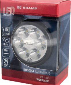 Luz de trabajo LED 29 W, 2500 lm, redonda, 10-30 V, Ø 117mm, haz concentrado, 6 LED, Kramp
