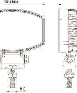 Luz de trabajo LED, 15 W, 1900 lm, oval, 10-30 V, 120 x 38 x 80 mm, proyector, 10 LED, Kramp