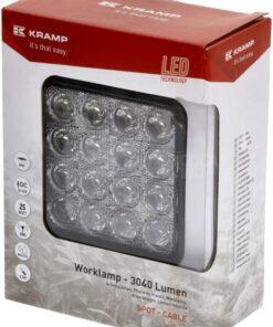 Luz de trabajo LED, 25 W, 3040 lm, cuadrada, 10-30 V, 108 x 48 x 108 mm,  haz concentrado, 16 LED, Kramp