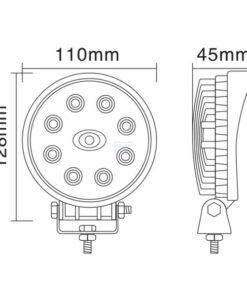 Luz de trabajo LED, 24 W, 1920 lm, redonda, 10-30 V, Ø 110 mm, proyector, 8 LED, Kramp 12 Luz de trabajo LED, 24 W, 1920 lm, redonda, 10-30 V, Ø 110 mm, proyector, 8 LED, Kramp