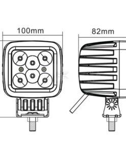 Luz de trabajo LED 42 W, 3780 lm, cuadrado, 10-30 V, 100 x 82 x 100 mm, proyector, 6 LED, Kramp