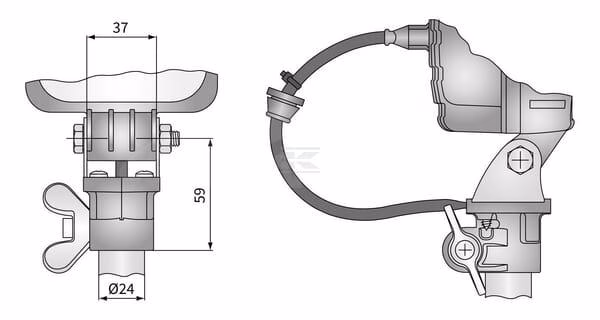 Adaptador de abrazadera para tubo con conector AMP 2 Adaptador de abrazadera para tubo con conector AMP