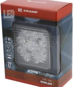 Luz de trabajo LED 27 W, 2376 lm, cuadrada, 10-30 V, 109 x 41 x 109 mm, proyector, Kramp