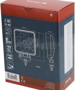 Luz de trabajo LED 27 W, 2376 lm, cuadrada, 10-30 V, 109 x 41 x 109 mm, proyector, Kramp